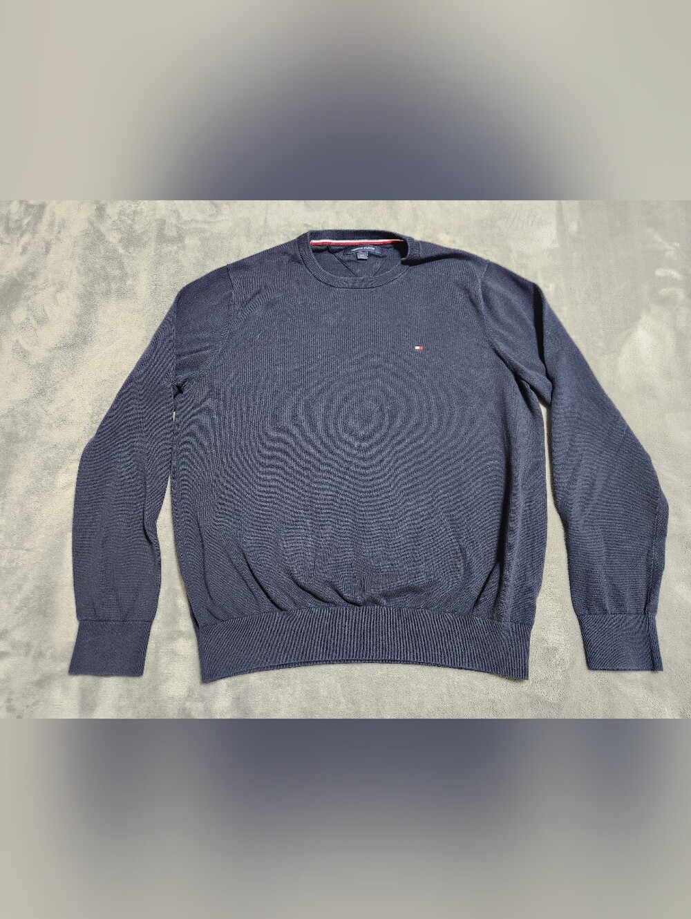 Tommy Hilfiger Navy Blue Cotton Crewneck Sweater Size Large